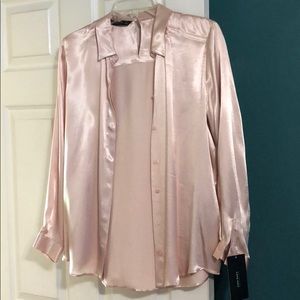 pink satin blouse zara